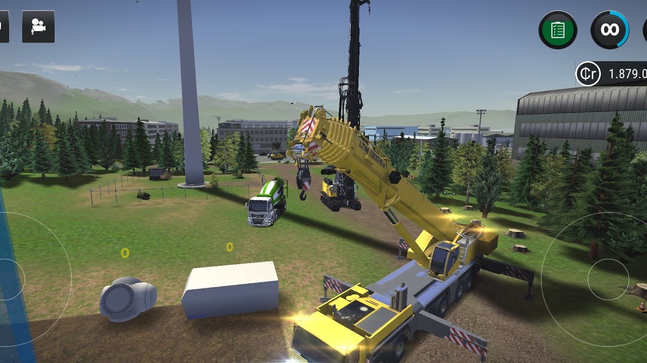 Construction simulator 3 windmill project crain lodaded pipe