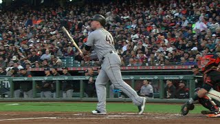 MIA@SF: Bour goes deep to left-center field
