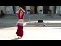 Hot sensational arabic belly dance on road