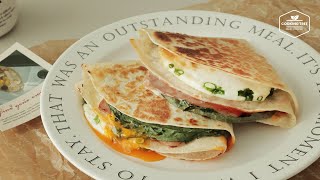 아침으로 좋은 쉽고 맛있는 5분 요리! 접어먹는 또띠아랩 샌드위치 : Quick&amp;Easy Breakfast! Tortilla Wrap Sandwich | Cooking tree