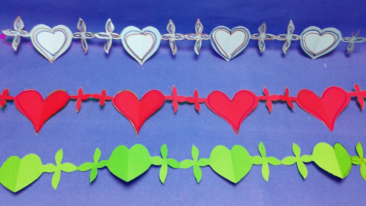 paper cutting how to make paper cutting heart flowers chain paper flower paper chain