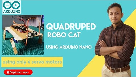 Quadruped Robocat with only 4 servo motors | using arduino nano | in just 6 minutes