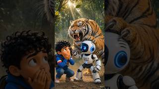 Chitti Robo Saves Boy from Tiger 🐯🔥 | Chitti Robo Hero Story 🤖 #Shorts #robot #chittirobo