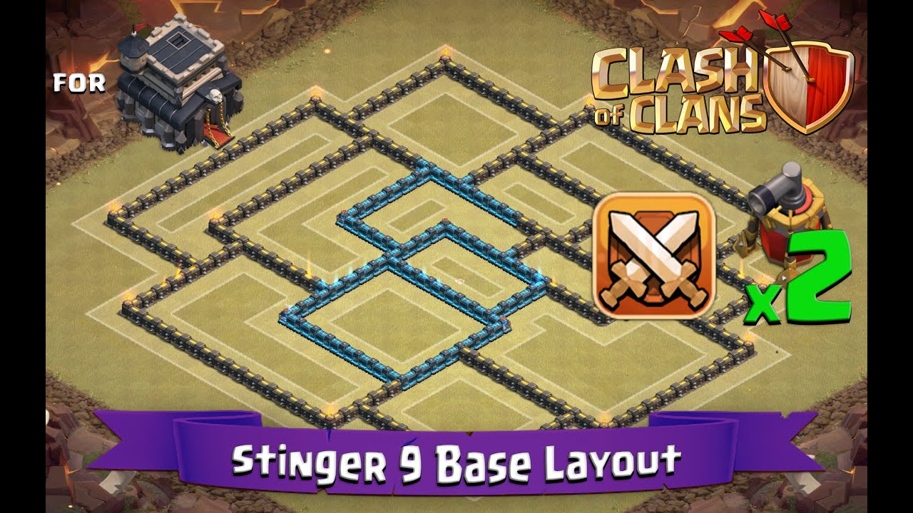 Clash Of Clans TH9 BEST Clan War Base Layout (2 x Air Sweepers