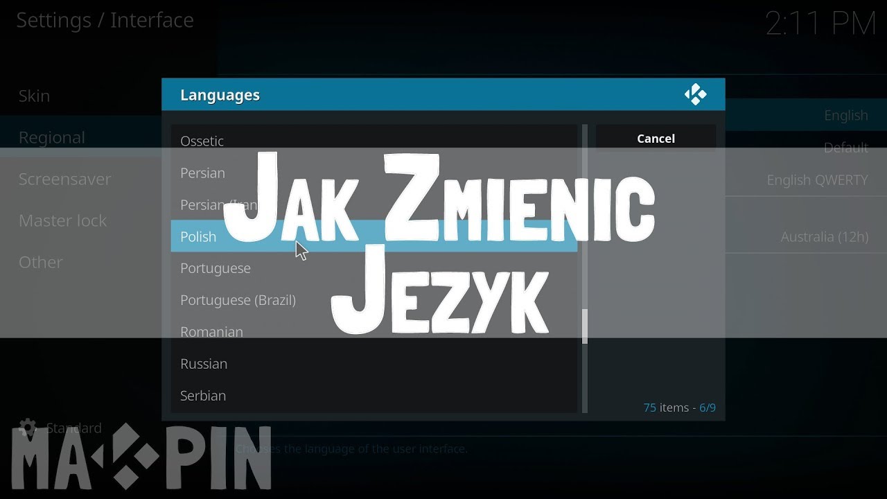 KODI Jak zmienić język na Polski? YouTube
