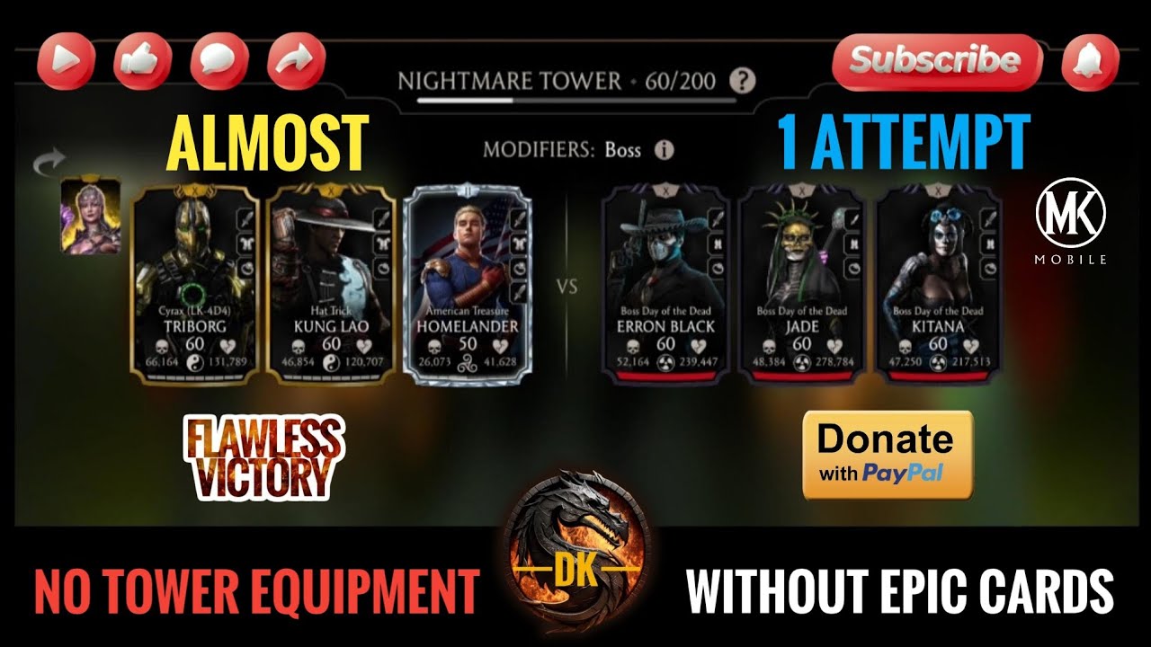 Nightmare Tower 60 & Reward 🎮 Mortal Kombat Mobile/MK Mobile/MKM 