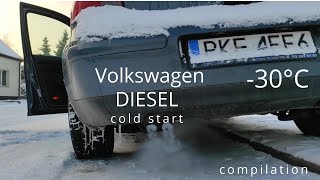 Full Volkswagen extreme DIESEL cold start compilation (30*C and more) TDI engines