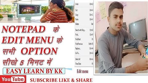 Notepad edit menu all options /Notepad part 2