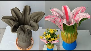 Make unique pots from fabric and cement  Beautiful for your garden