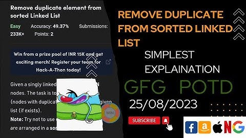 Remove duplicate element from sorted Linked List | POTD | GFG Problem of the Day | C++ | @CodeThurst