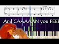 How to play the piano part of Can You Feel The Love Tonight (sheet music)