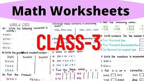 Class 3 Math Worksheet / Class3 Math Exam preparation/ Math Worksheet for Class 3