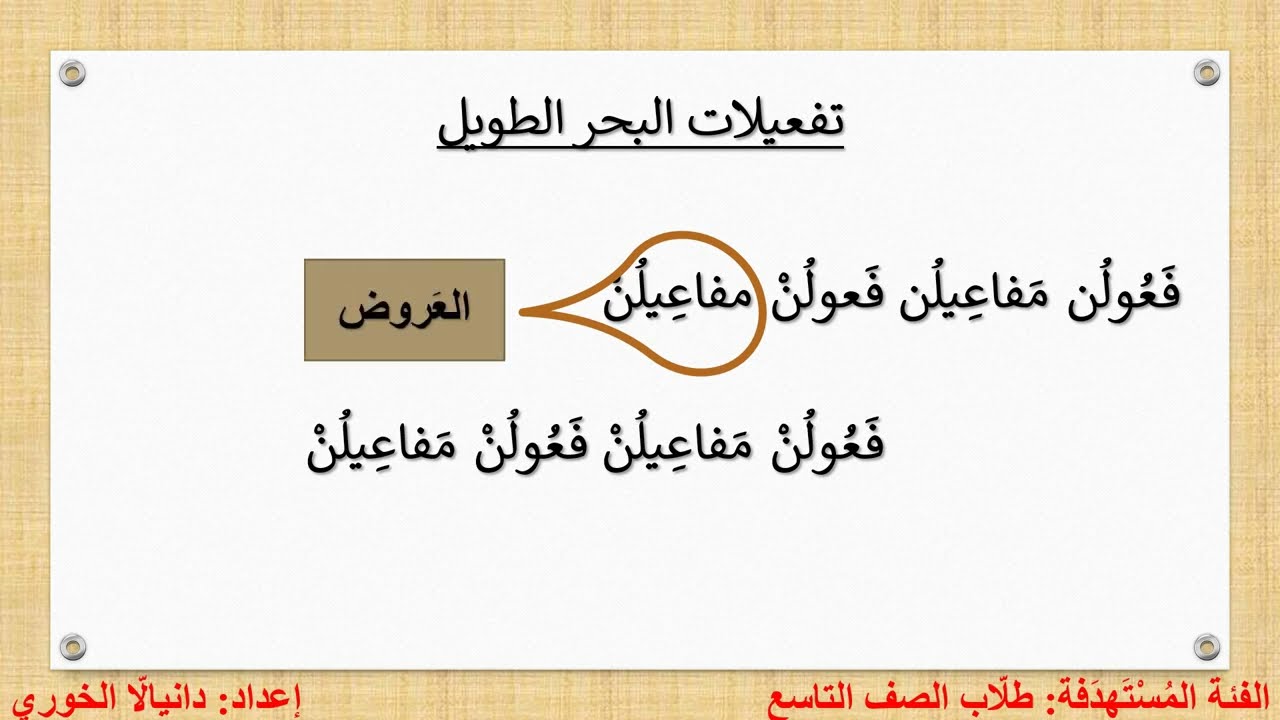 مدخل إلى علم العروض - البحر الطويل - دانيالا الخوري
