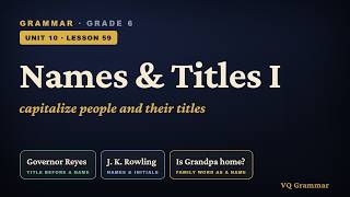 Grammar Grade 6 | Unit 10, Lesson 59 — Capitalizing Names and Titles of Persons I