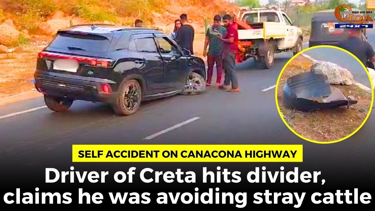 Self accident on Canacona highway Driver of Creta hits divider, claims ...