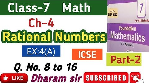 Class 7 ICSE | Ch 4 Rational Numbers | ICSE Science |Mathematics | Solutions |Class 7th Maths Solve|