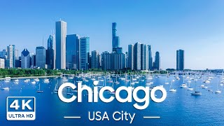 CHICAGO 4K Video UHD - Relaxing Music for Stress Relief, Chicago Skyline Beautiful Scenery, 4K Drone