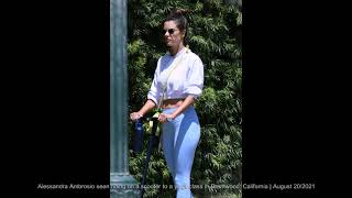 Alessandra Ambrosio seen riding on a scooter to a yoga class in Brentwood, California