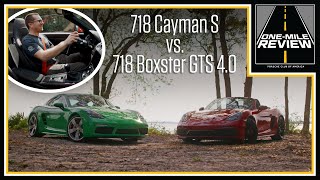 Porsche 718 Battle: Cayman S vs Boxster GTS 4.0 | One-Mile Review