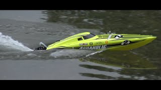 H-King Marine Aquaholic V2 Brushless RTR Deep Vee Racing Boat 730mm (Yellow/Back) Maiden run