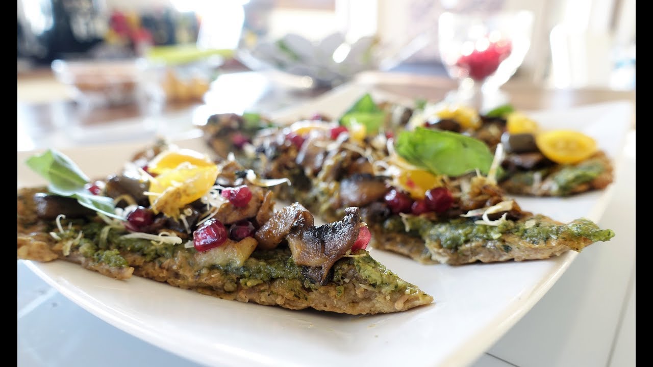 Főzősuli 7: Gluténmentes pizza házi pesto-val és gombás padlizsán raguval