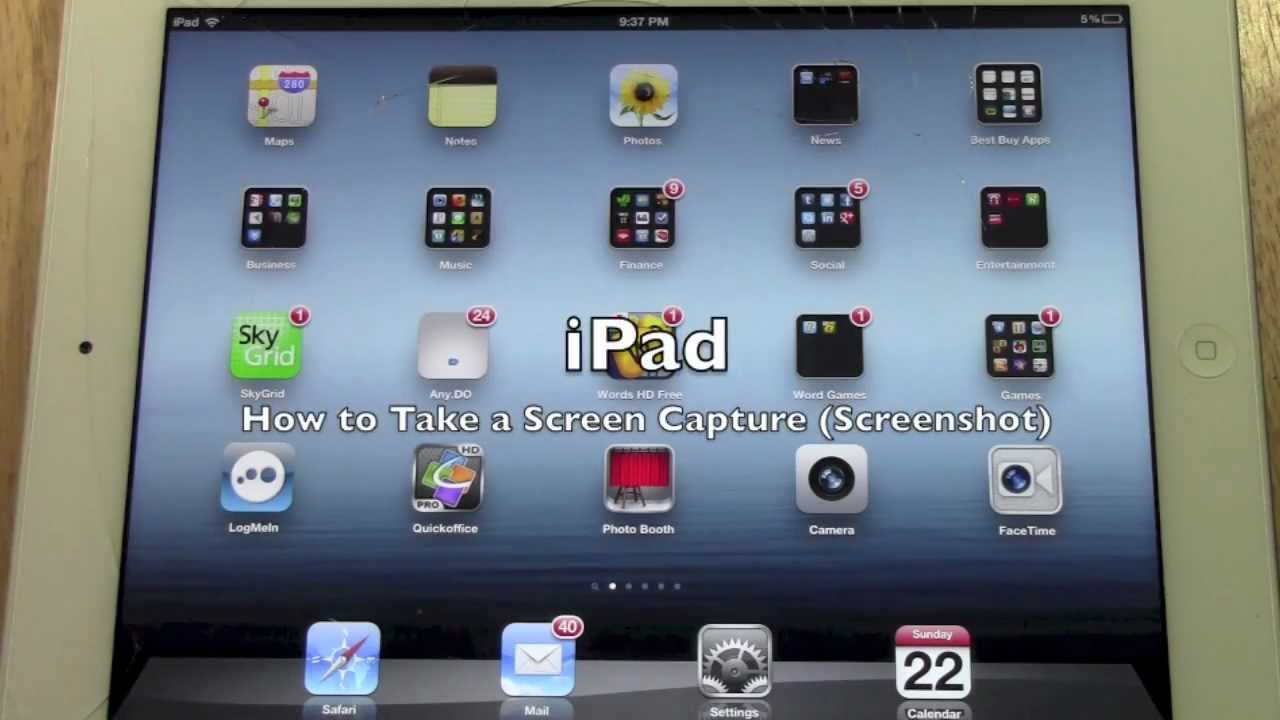 iPad How to Take a Screen Capture (Screenshot) H2TechVideos YouTube