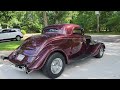 Chopped 1934 Ford 3 Window Coupe For Sale~Steel Body~Rumble Seat~5.7 Motor w/ Aluminum Heads