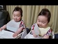 生後9ヶ月の双子がひたすら離乳食を食べます（離乳食後期）