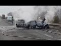 Огненное дтп в Мордовии 10.04.2021г- столкнулись &quot;Нива&quot; и такси &quot;Kia Rio&quot;. Погиб пассажир &quot;Нивы&quot;.