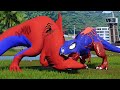 ALL RED SPIDER-MAN DINOSAURS BATTLEGROUND - Jurassic World Superhero Pro Team Fights