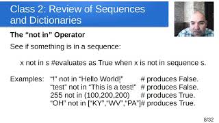 Information ETGG1802 - Class 2 - Review of Sequences and Dictionaries Guide