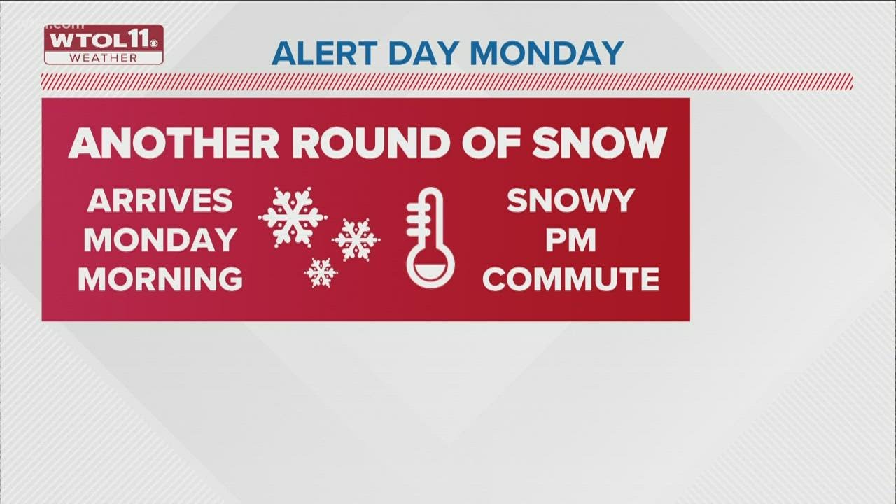 ALERT DAY Monday as an encore of snow heads into our area | WTOL 11 ...