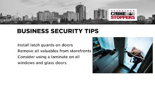 Saskatoon Crime Stoppers - Business Security Tips - 2022
