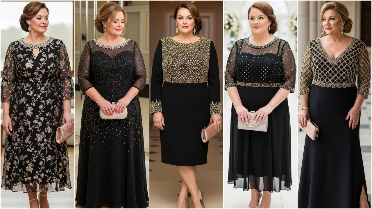 Black and Gold Plus Size Mother of the Bride Dresses - Plus Size Black & Gold Dress Picks for Moms