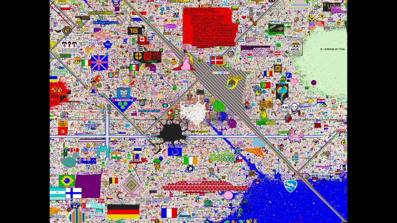 Reddit /r/place timelapse (April Fools Joke 2017) 24h+ YouTube