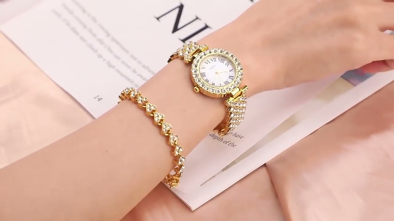 5-in-1 Women’S Gold Watch Set – Box Included