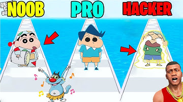 SHINCHAN PLAY SHORTCUT RUN WITH HIS FRIENDS  OGGY & CHOP HELP SHINCHAN NOOB VS PRO VS HACKER VS GOD