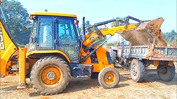 New Jcb 3dx Backhoe Loader Machine Loading Red Mud In Mahindra 295 DI Tractor | Jcb Video