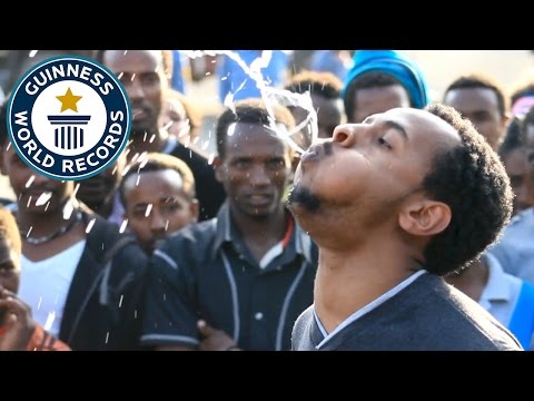 Longest Time To Spray Water From The Mouth - Guinness World Records