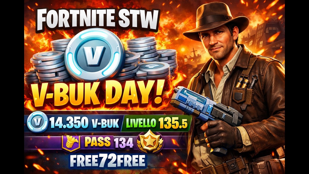 FORTNITE STW 🔥 V‑BUK DAY | Indiana Jones Costruttore | 14.350 V‑Buk | Livello 135.5 | Pass 134 |
