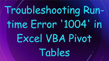 Troubleshooting Run-time Error 