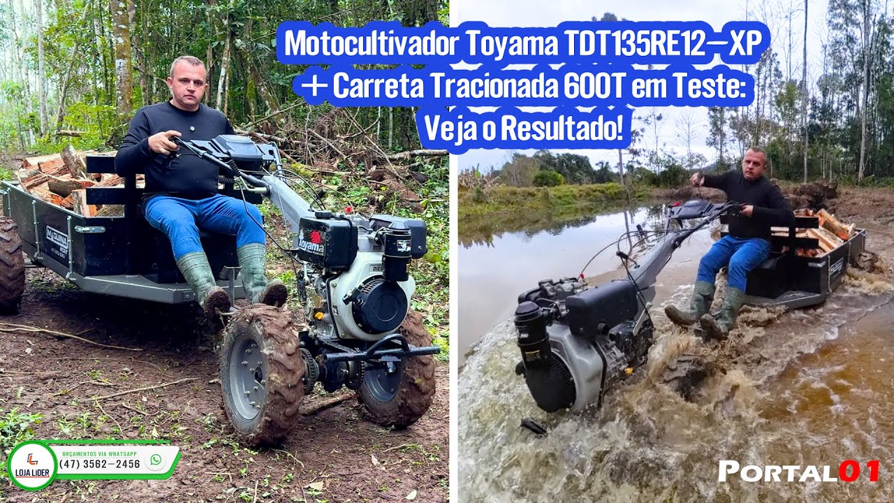 tvtoyama TDT135RE12-XP Cultivator + 600T Towed Trailer on Test