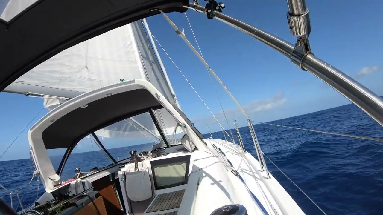 Sailing Melody. Beneteau 41.1. Rainbow after storm.