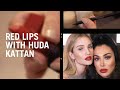 Huda Kattan shows Rosie Huntington-Whiteley the perfect red lip