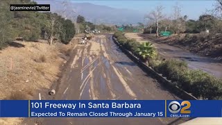 101 Freeway Overrun With Mud, Debris Flows From Montecito; Will Remain Shut Down Through Weekend