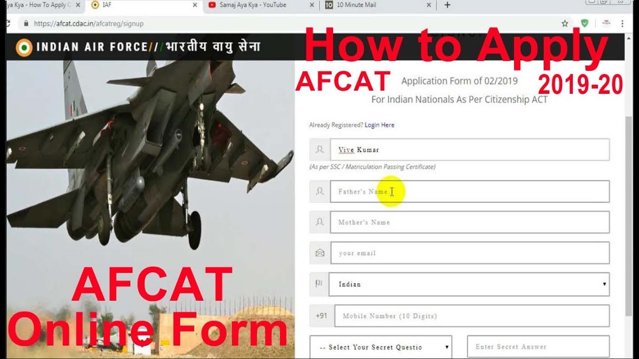 AFCAT Air Force Job Registration, How to Apply Online AFCAT 2019 20 Application Form
