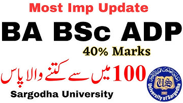BA BSc ADP Passing Marks Sargodha University | ADP Passing Marks UOS