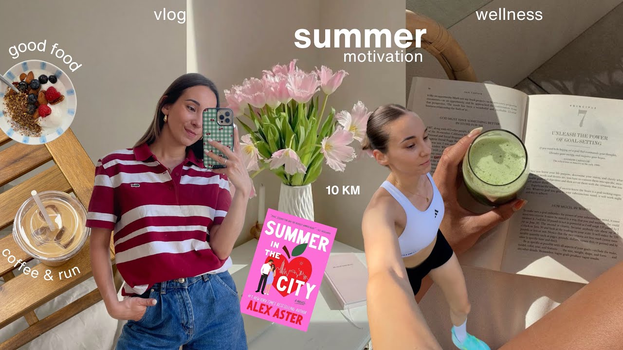 Garder la motivation l'été 🌞 | Slow week-end, 10km run, pilates & haul bien-être 📖🧘🏼‍♀️