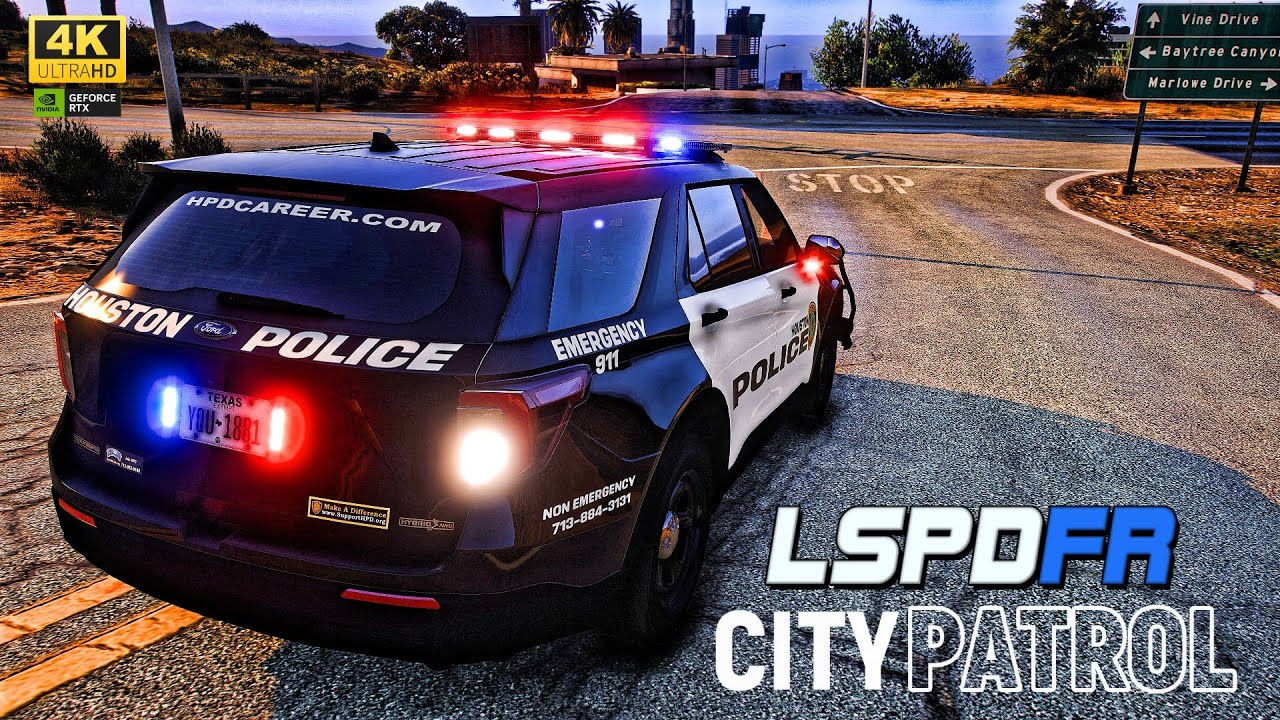 Playing GTA 5 As A POLICE OFFICER City Day Patrol| HPD|| GTA 5 Lspdfr Mod