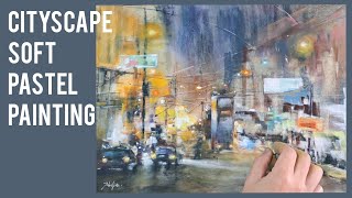 How to paint realistic cityscape in soft pastels | step by step real time painting #timelapseart screenshot 2